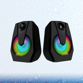 

2pcs Multimedia Bass Stereo Audio LED Colorful Double Speaker Colorful LED Light Audio Mini Sound Blaster Audio TV Computer Spea