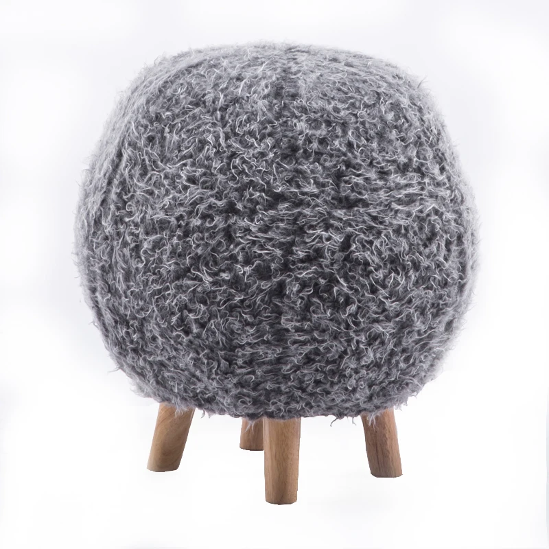 

Creative solid wood stool ball stool removable and washable stool designer furniture low home fabric stool