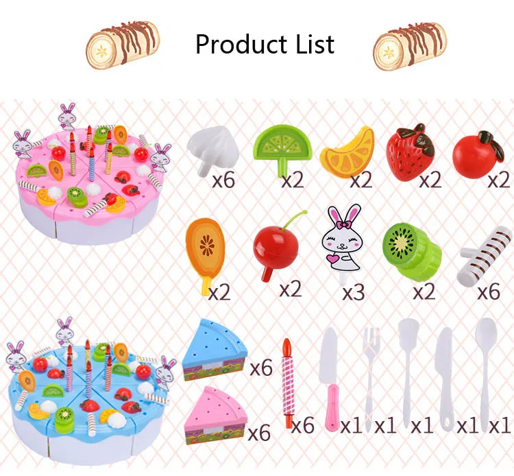 16-99PCS DIY Cake Set Toy Kitchen Food Pretend Play Cutting Fruit Birthday Toys for Kid Birthday Christmas Educational Gift
