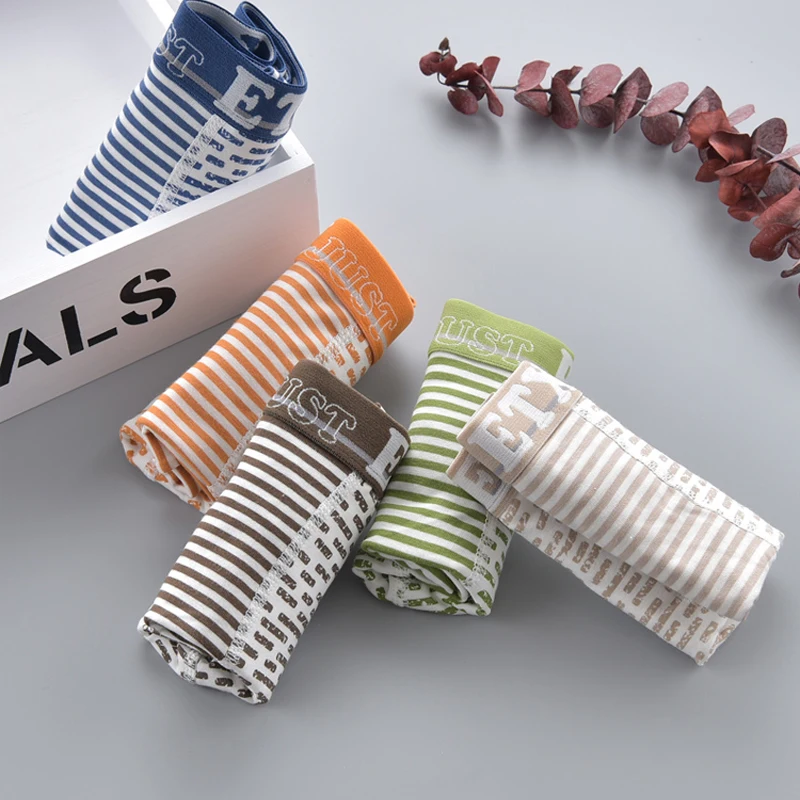 5 шт./лот хлопковые трусы в полоску для мальчиков мягкие боксеры подростков и