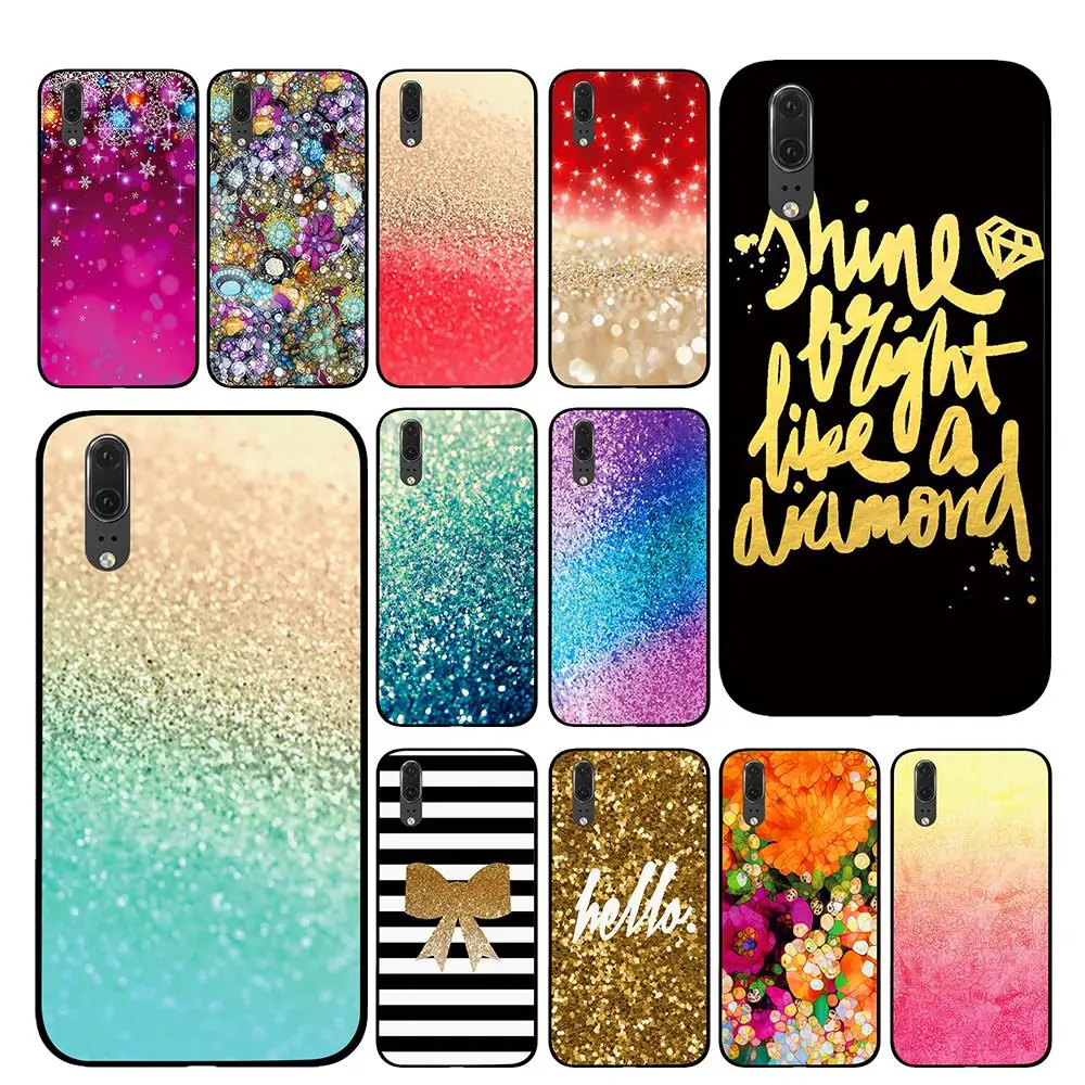 

Black Gold Shine Bling Cases For Huawei Honor V9 V10 8 9 10 8X 5A 7A 5X Play Lite TPU Cover