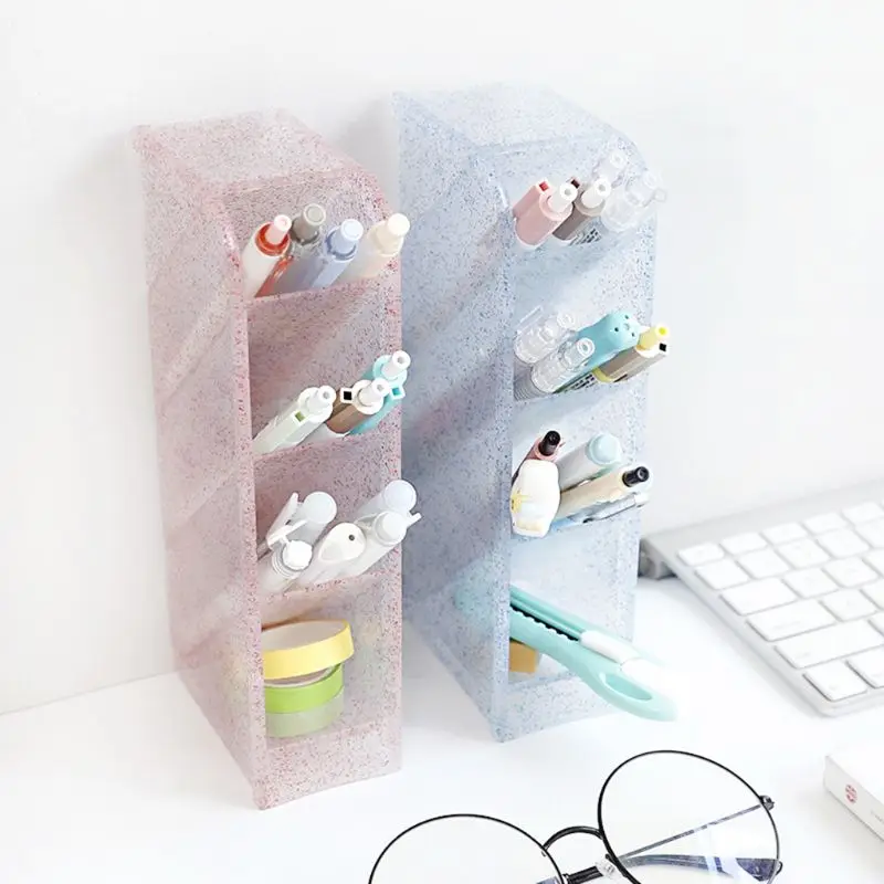 

Multi-function 4 Grid Desktop Pen Holder Office School Storage Case Box Desktop Pens Pencil Organizer AXYF