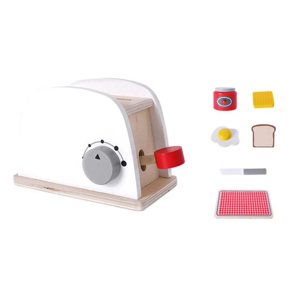 Toys For Children Play House Wooden Kitchen Toy Set Pretend Play Simulation Bread Coffee Mixer Machine Kit Game Role Toy - Цвет: A Bread Machine