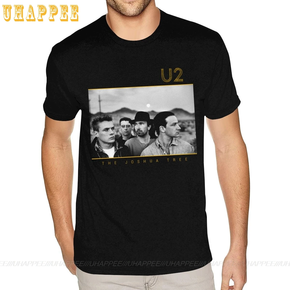 Мужская черная футболка с коротким рукавом и надписью Great U2 War|Футболки| |