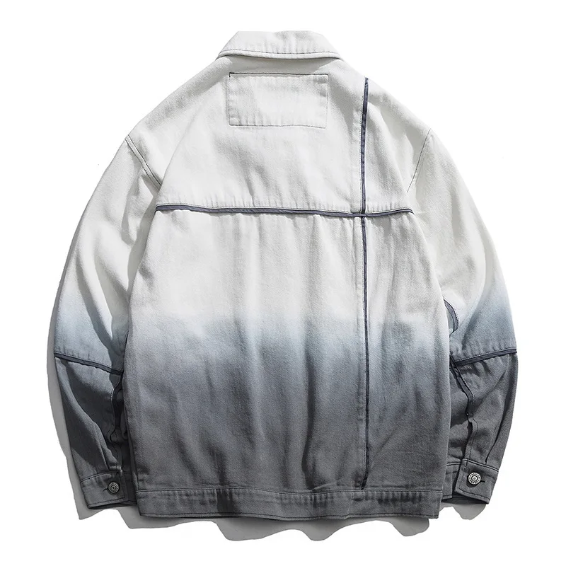 

Vertical Ze Produced 19ss Washing Gradient Multi-pockets Tooling Jacket Men's Jeans Coat