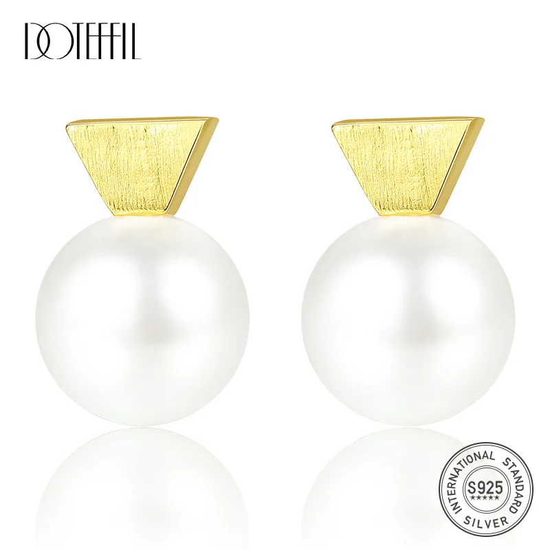 DOTEFFIL Лидер продаж 925 пробы серебряные серьги-гвоздики серьги из натурального пресноводного жемчуга женские модные украшения Рождественский подарок