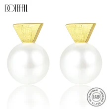 DOTEFFIL Лидер продаж 925 пробы серебряные серьги-гвоздики серьги из натурального пресноводного жемчуга женские модные украшения Рождественский подарок