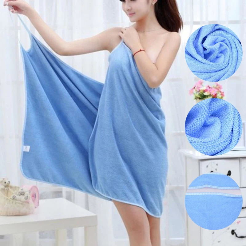 Sling Wearable Bath Towel Microfiber Absorbent Women Bath Robe Skin Friendly Shower Towel Hotel