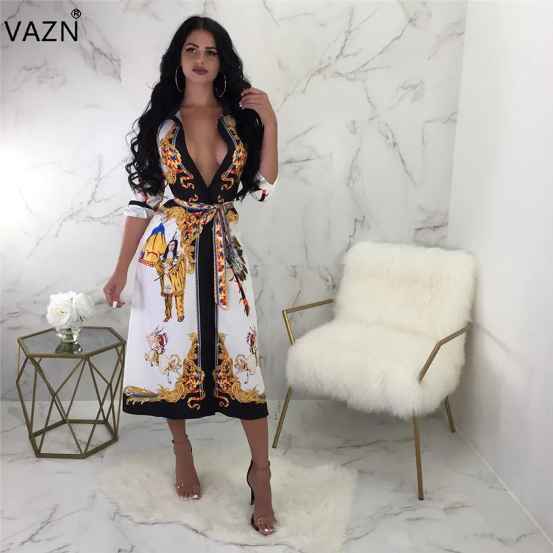 VAZN/Новое поступление, женские комбинезоны лучшего качества, платье в повседневном стиле, элегантное осеннее платье средней длины в стиле ретро с коротким рукавом, Vestido 6090