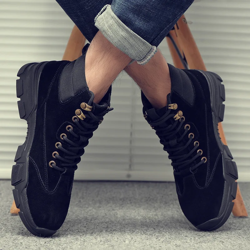 

Autumn And Winter New Style Genuine Leather Hight-top Short Boots MEN'S SHOES Men Workwear Boots Versatile Retro Korean-style Ma