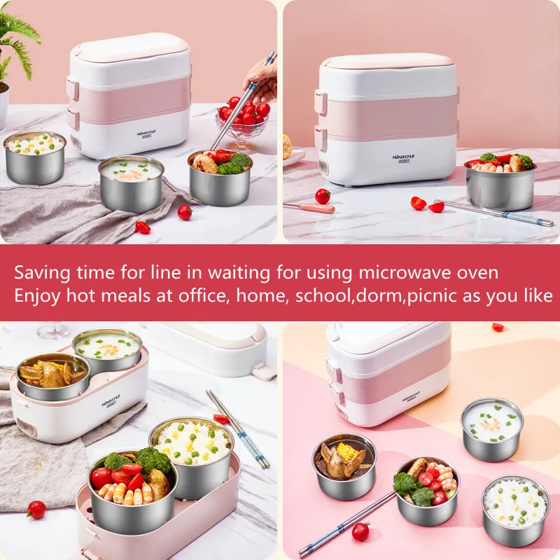 Electric lunch box Ceramic liner can be plugged in for heat preservation  250W automatic heating lunch box Mini rice cooker