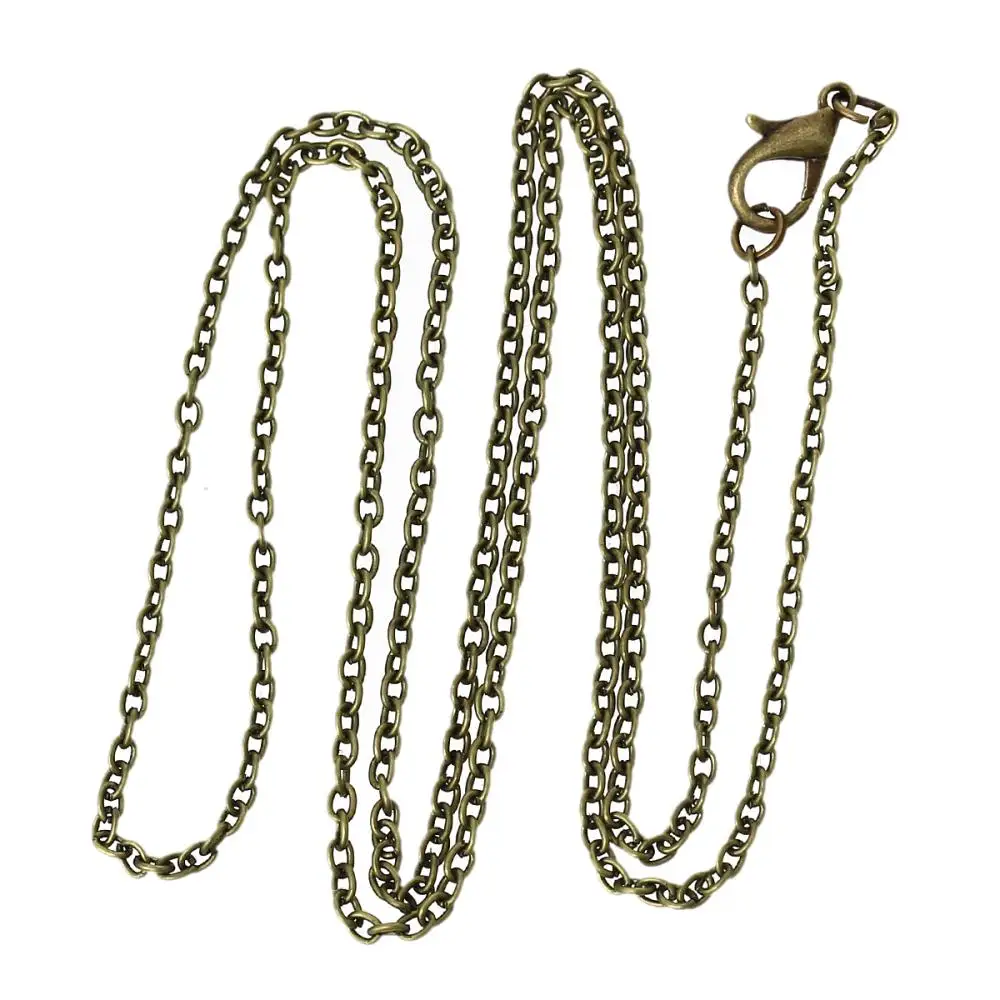 12 шт., DoreenBeads, модное ювелирное изделие, цепочка, ожерелье, античная бронза, Кабельные цепи, застежка-карабин, длина 62 см(24 3/8 дюйма