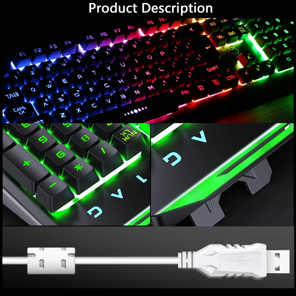 Новая проводная USB клавиатура с подсветкой claver для pc gamer computador gamer completo