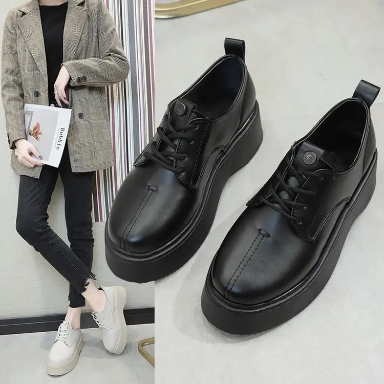

British Style Winter Shoes Women Female Footwear Round Toe Casual Sneaker Clogs Platform Oxfords Women's Modis All-Match Autumn