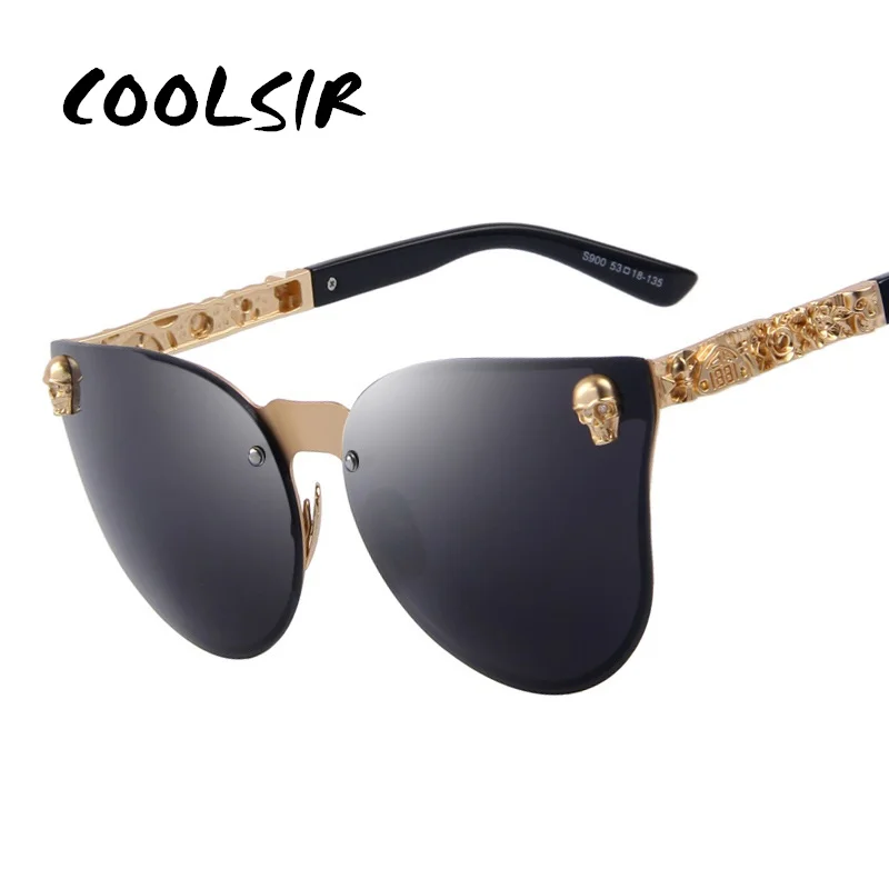 Модные женские готические очки COOLSIR в металлической оправе с черепом