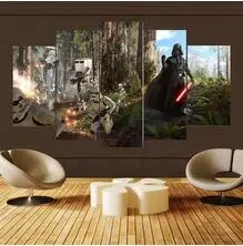HD печатные Постеры-холсты рамки гостиной стены искусства 5 шт. Звездные войны фильм домашний Декор Картина модульная картина - Цвет: Непроницаемый