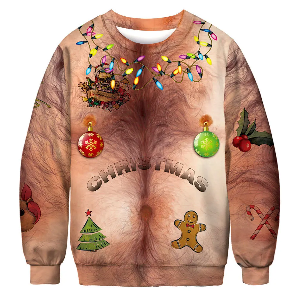 Christmas gift Santa Claus Christmas Deer Snowman 3D Patterned Ugly Sweater Jerseys and Sweaters blouses For Men Women Pullover