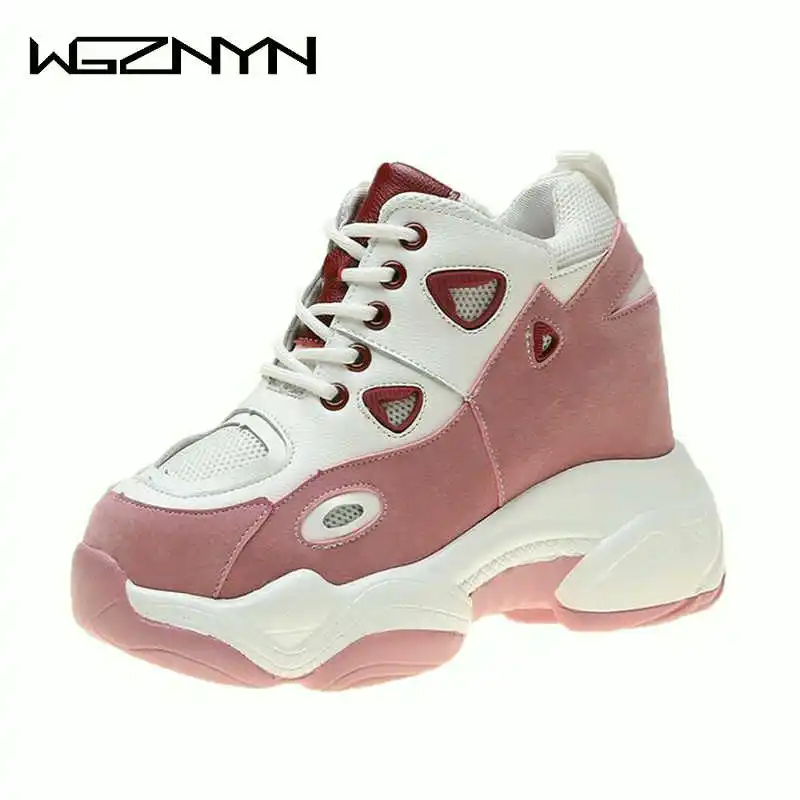

2019 Trendy Shoes Woman High Top Sneakers Women Platform Ankle Boots Basket Femme Chaussures Femmes Height Increase Shoes W55