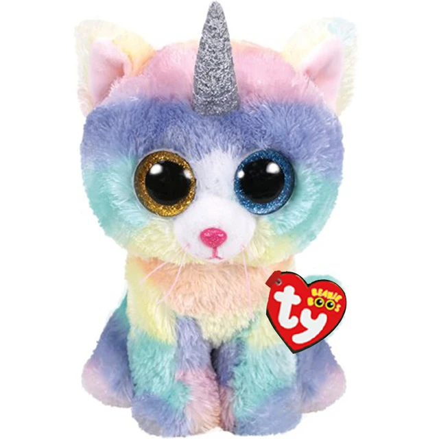15cm Ty Stuffed Plush Toy Big Beanie Eye Soft Cotton Animals Tiger Pig Pony Unicorn Dog Fox Bat Dolls Children Girl Toys Gift 2