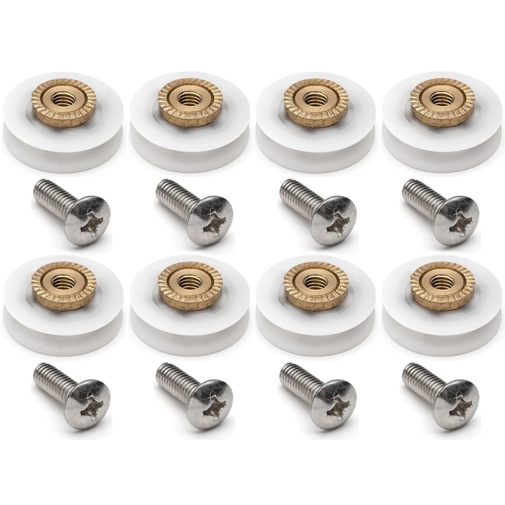 

8 Pieces V Grooved 19MM Wheel Dia Shower Door Wheel Runner Roller