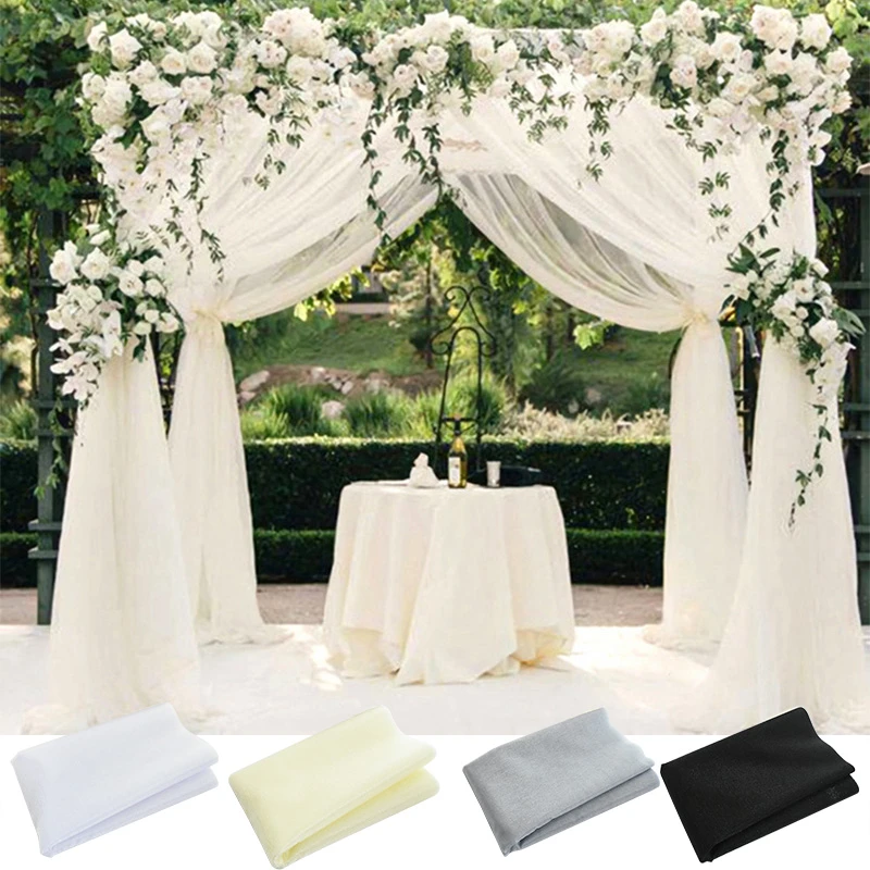 10M Wedding Backdrop Gauze Curtain Organza Fabric Wedding Party Decorative DIY 