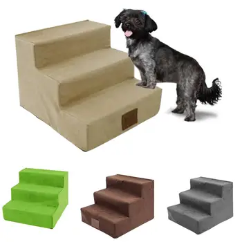 

3-Step Dog Pet Stairs Indoor Ramp Portable Folding Puppy Cat Ladder Bed Cushion