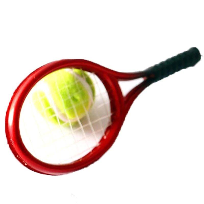 

2Pcs 1:6 /1:12 Miniature Children Garden Mini Tennis Racket + Ball Gift Doll House Dollhouse Accessories