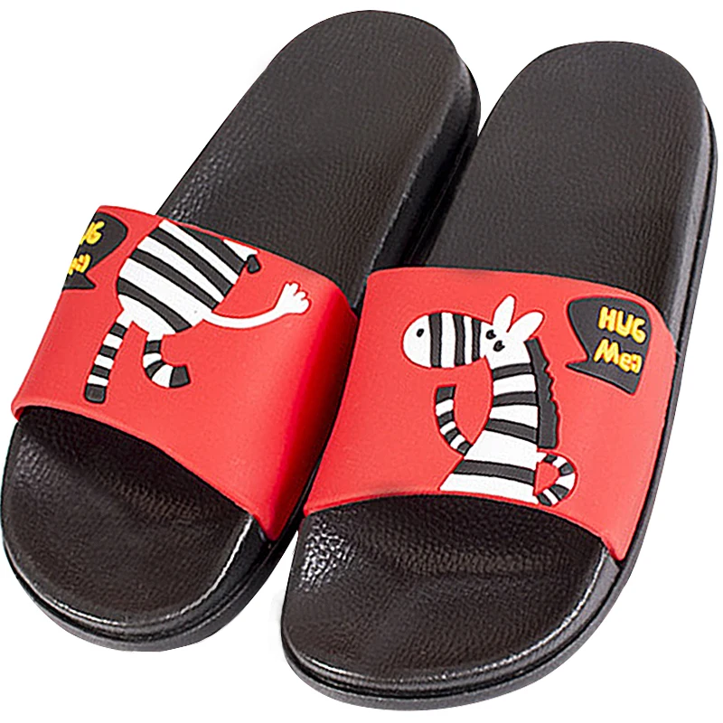 

Summer Couple Cartoon Zebra Soft Bottom Beach Slipper Slides on Bathroom Sandal Woman Flip FlopsThick Bottom Sandalias De Mujer