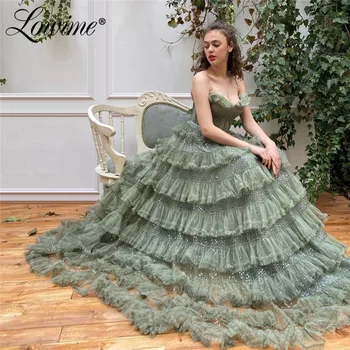 

Amazing Princess Tiered Tulle Party Dress A Line Prom Dresses Long 2020 New Arrival Formal Dress Evening Gowns Robe De Soiree