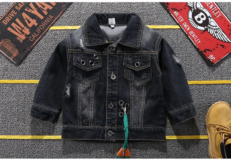 Fashion Children Mickey Denim Jacket Coat New Spring Autumn Kids Fashion Outerwear Boys Girls Hole Cartoon Jeans Coat 2-7Y