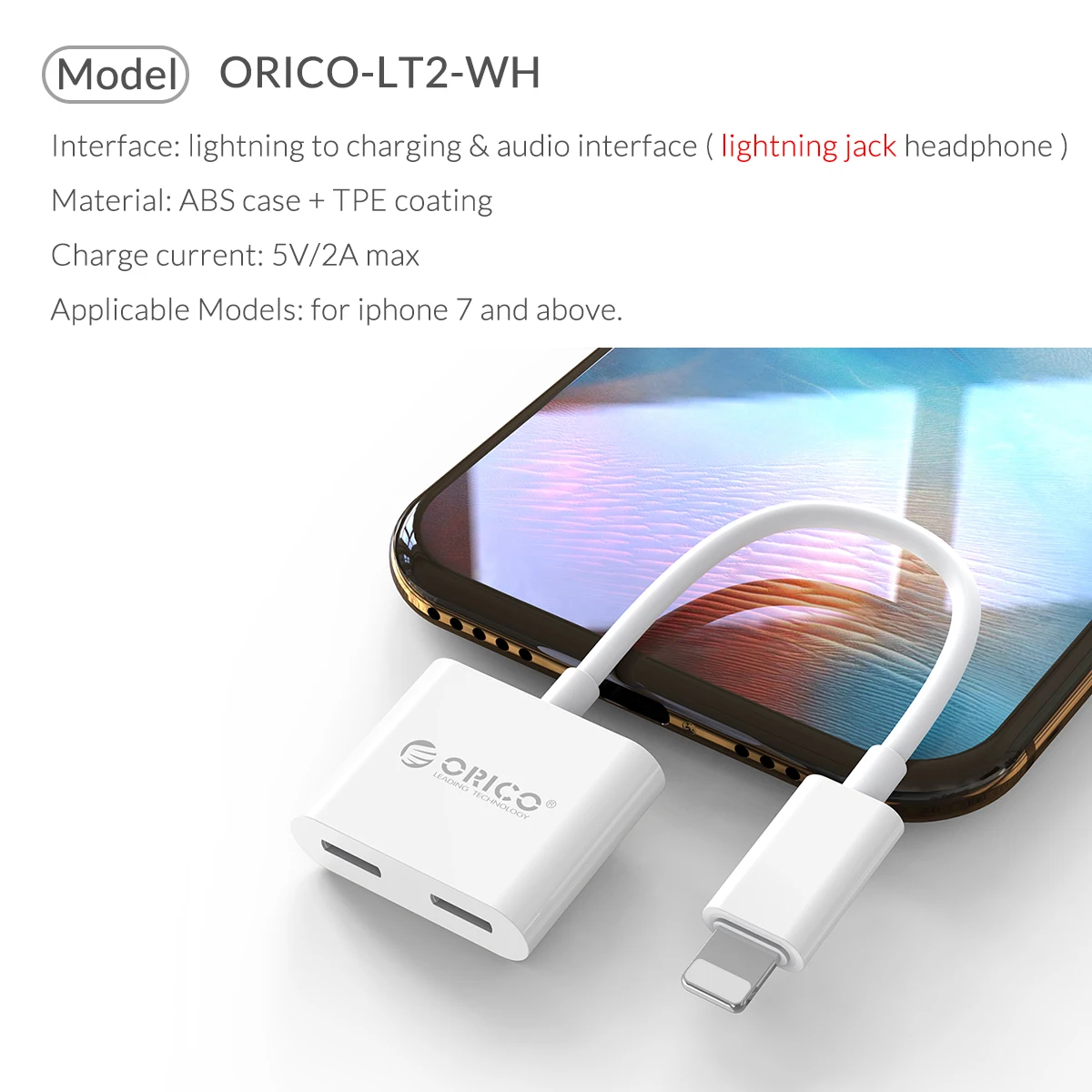 ORICO адаптер для зарядки наушников для iphone X XS XR 3,5 мм разъем для наушников разветвитель адаптер конвертер вызов для iphone 7 8 Plus