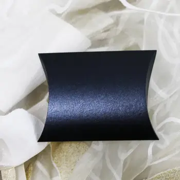 

100pcs/lot Wedding Candy Box Pearl Paper Black Color Pillow Candy Boxes Birthday Party Business Candy Box