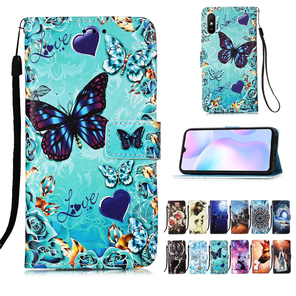 Кожаный чехол бумажник с рисунком для Xiaomi Redmi Note 7 8 8T 9S 9 Pro Max 7A 8A 9A 9C Mi 9T 10 Lite Youth Poco X3 NFC M3|Бамперы| |