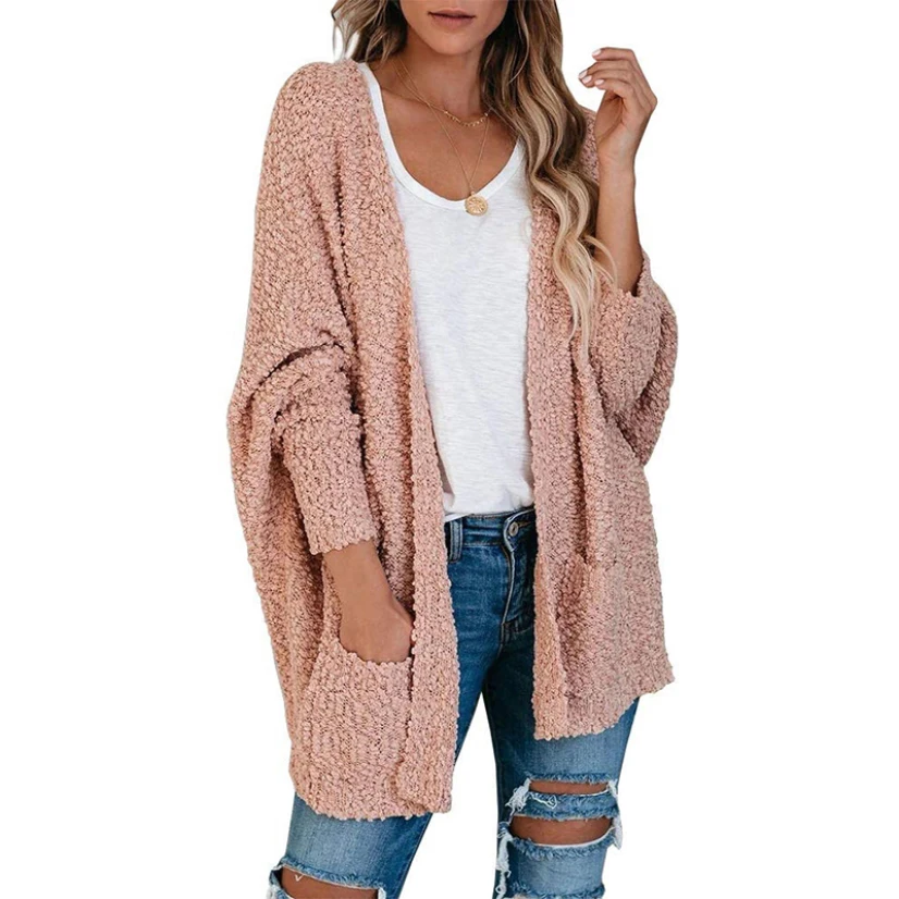 Elegant Cardigan For Women Autumn Winter Toothbrush Velvet Oversize Sweater Woman Batwing Sleeve Korean Sweater Women New 2020