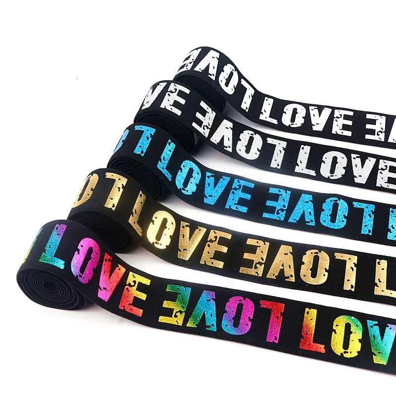 2/2.5/3/4cm Printed LOVE Elastic Band Rubber Webbing Classic Pattern Letter Love Elastic Belt for Sewing Accessories Supplies 1M