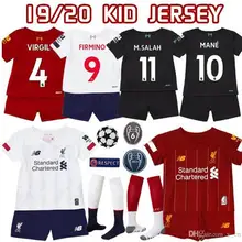 Детские Майки, г., Детский комплект+ носки, Футбольная Футболка, домашняя черная футболка для вратаря M. SALAH MANE FIRMINO VIRGIL, Детский комплект, футболка для футбола