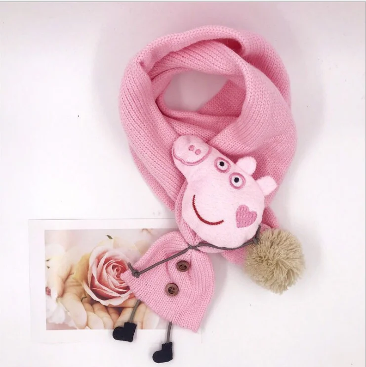 Peppa плюшевая игрушка свинка шарф милый детский шарф осень зима шарф ветрозащитный Теплый вязаный шарф свинка Пегги ребенок подарок на день рождения