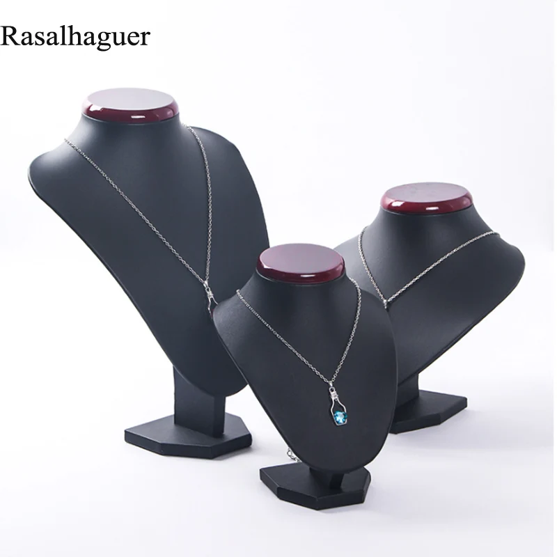 Hot Selling Black PU Leather Jewellery Display Necklaces Bust Pendants Stand Choker Holder Jewellery Rack Show 3 Options Model