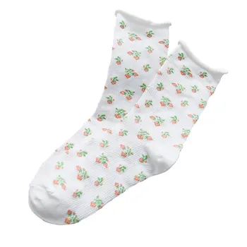 

Women Gentle Floral Soft Mid Calf Casual Warm Socks Print Curling Edge Cotton Grip Cute Comfortable 10 Pairs