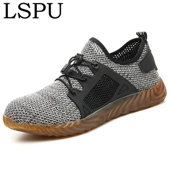 

Kevlar Bottom Breathable Men Safety Shoes Lightly Anti-smashing Piercing Work Shoes Flexibility Ladle Shoe Head Mesh Sneakers