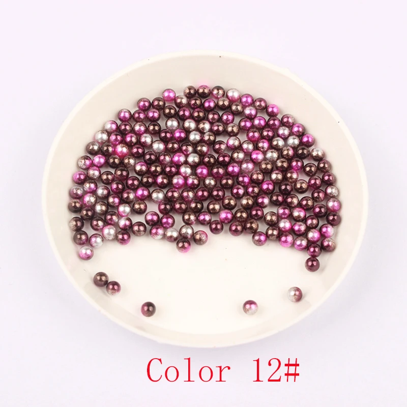 3mm small size option about 500Pcs/lot random mix color no holes Pearls Round Beads For DIY Craft Scrapbook Decoration - Color: 12 Pearls