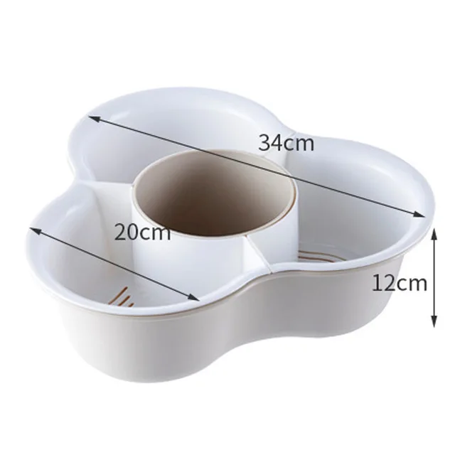 Multi-functional Double-layer Drain Basket&Washing Filter Vegetables fruit Gift Dinner Folding Strainer Bowl For Hot Pot - Цвет: beige