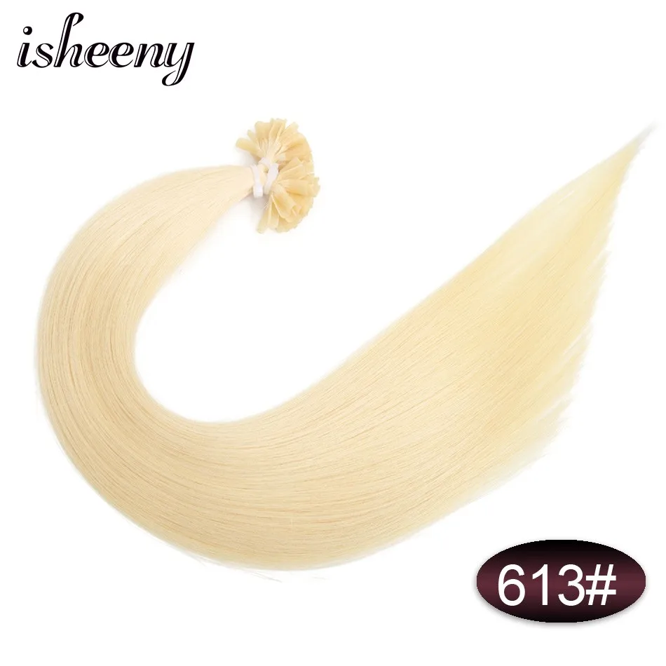 Isheeny, 50 шт., накладные волосы для ногтей/u-образные накладные волосы, 1", 18", 2", Remy, кератиновые, европейские человеческие волосы на Капсулах - Color: #613