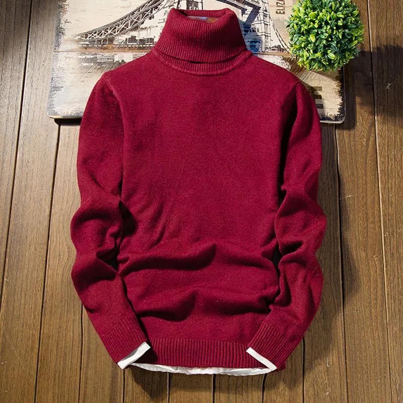 Мужские свитера и пуловеры с высоким воротом, новинка, модный вязаный свитер, зимний мужской пуловер, Homme, шерсть, Повседневная однотонная одежда 2053