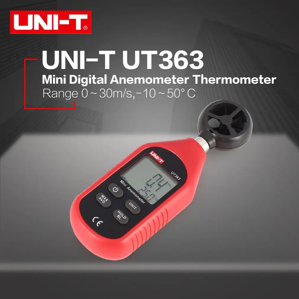 UNI-T UT363 Мини цифровой ЖК-дисплей Анемометр Термометр Ручной Карманный размер скорость ветра воздуха Температура Тестер Подсветка