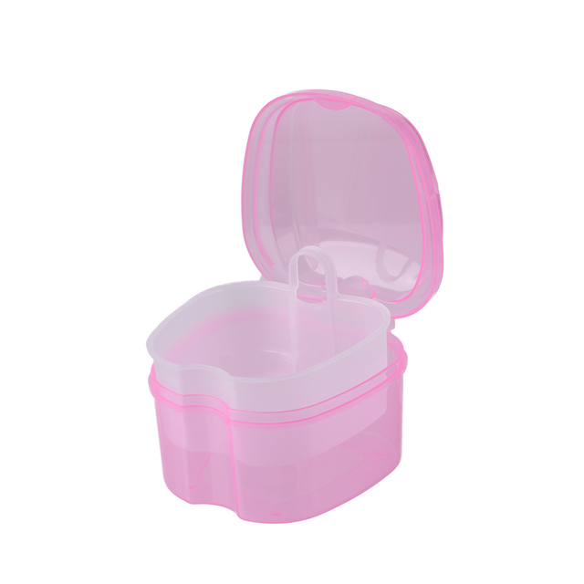 Denture Care Bath Box Cleaning False Teeth Nursing with Hanging Net Container Cleaning False Teeth Bath Case