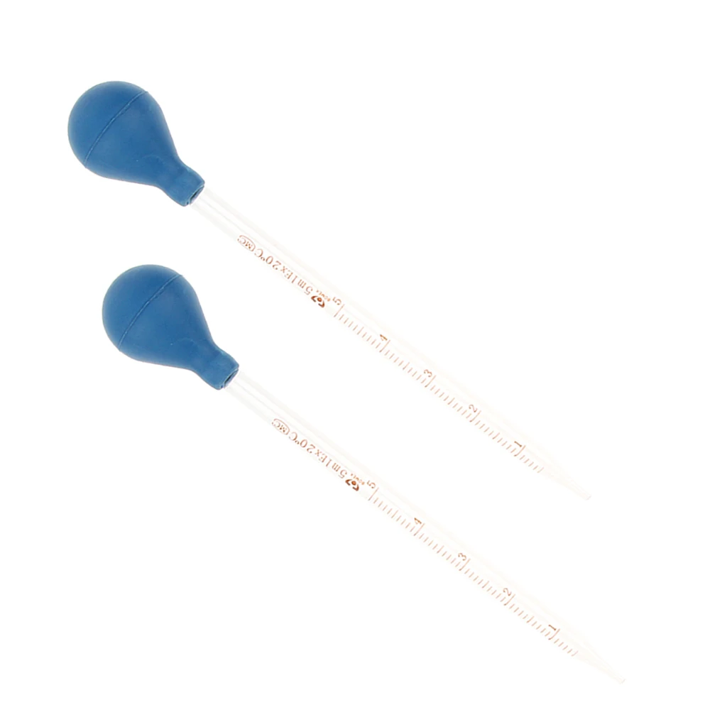 2PCS 5ml Glass Pipette with Rubber Bulb Laboratory Chemistry Dropper Dispensing, Clear Graduation