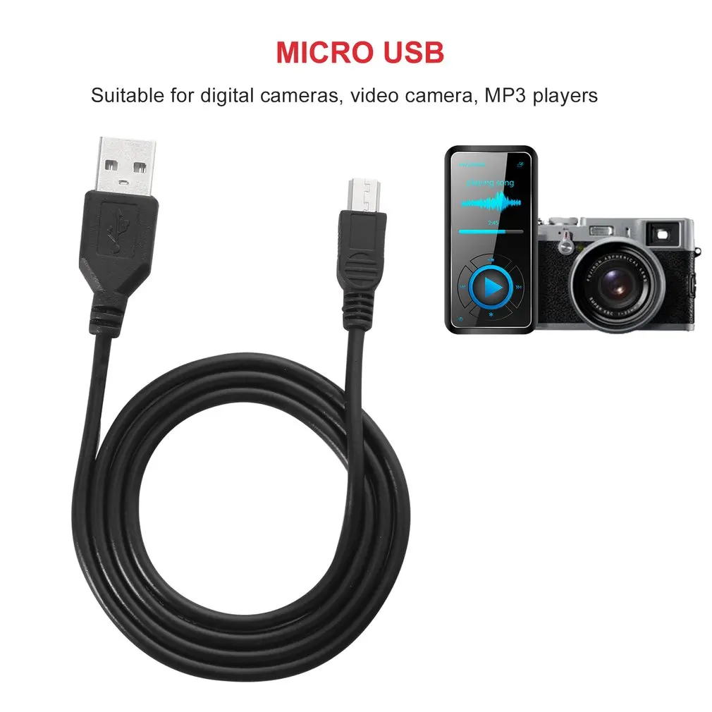 1m USB Charging Cable USB 2.0 Male A to Mini B 5-pin Charging Cable For Digital Cameras Hot-swappable USB Data Charger Cable