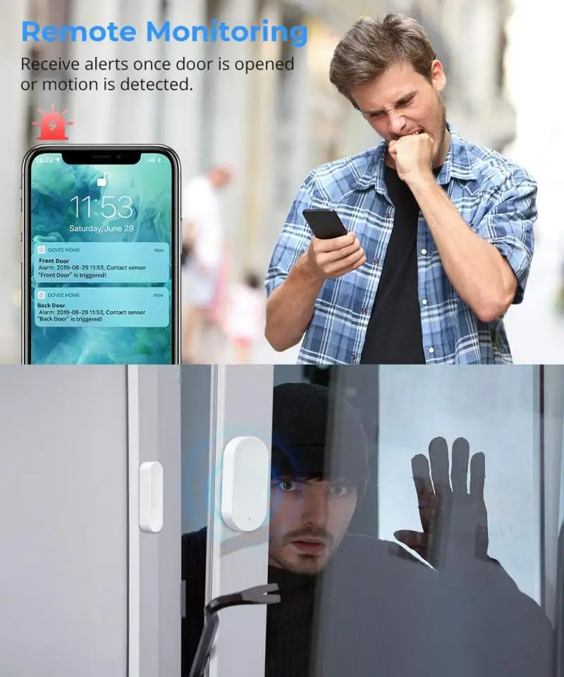 Detectores de Alarme Compatível com Alexa Zigbee Tuya Inteligente Wifi Porta Sensor Aberto - Fechado wi fi Casa Google App 8 Zigbee tuya inteligente wifi porta sensor aberto
