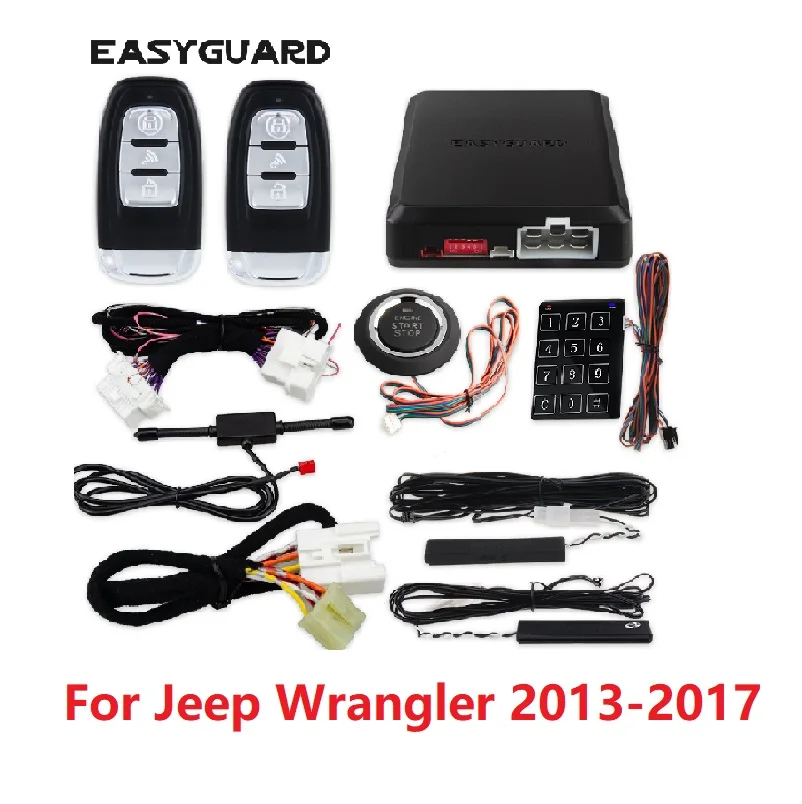 EASYGUARD Plug And Play комплект для Jeep Wrangler 2013-2017 CANBUS совместимый с дистанционным запуском PKE Пассивный бесключевой доступ